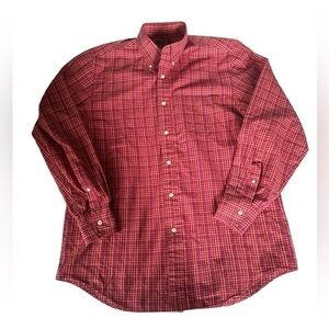 Saddlebred Easy Care Button Down Shirt - Mens Size Medium - Red Blue Yellow